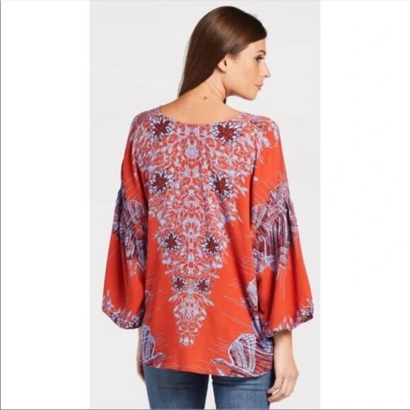 Free People Birds of a Feather Button up Blouse Blouson Sleeve Top Small - Picture 2 of 8